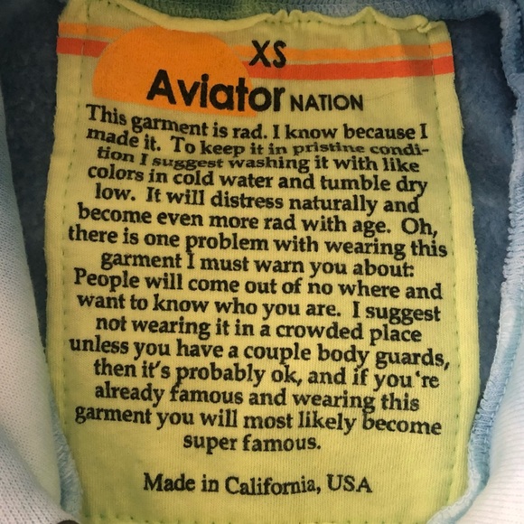 Blue and yellow tie dye Aviator Nation sweatshirt! Size extra small. - Picture 3 of 9